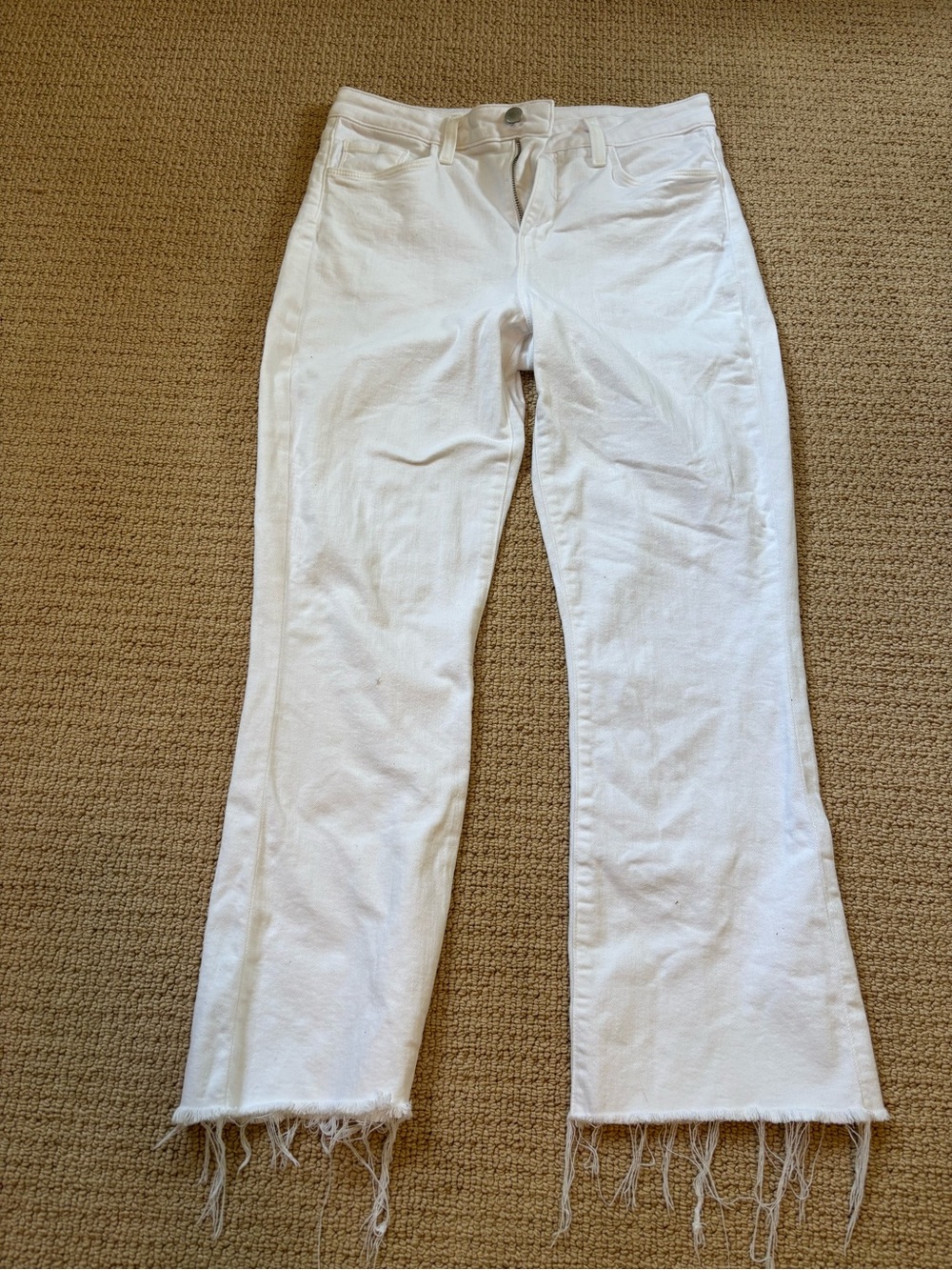 L’AGENCE White Cropped Kick Flare Jeans